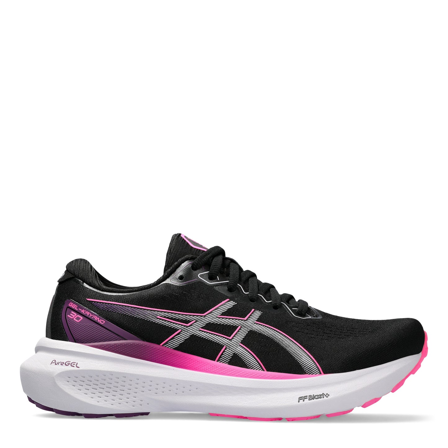 Peltz Shoes  Women's ASICS GEL-Kayano 30 Running Shoe - Wide Width Black Lilac 1012B503-004