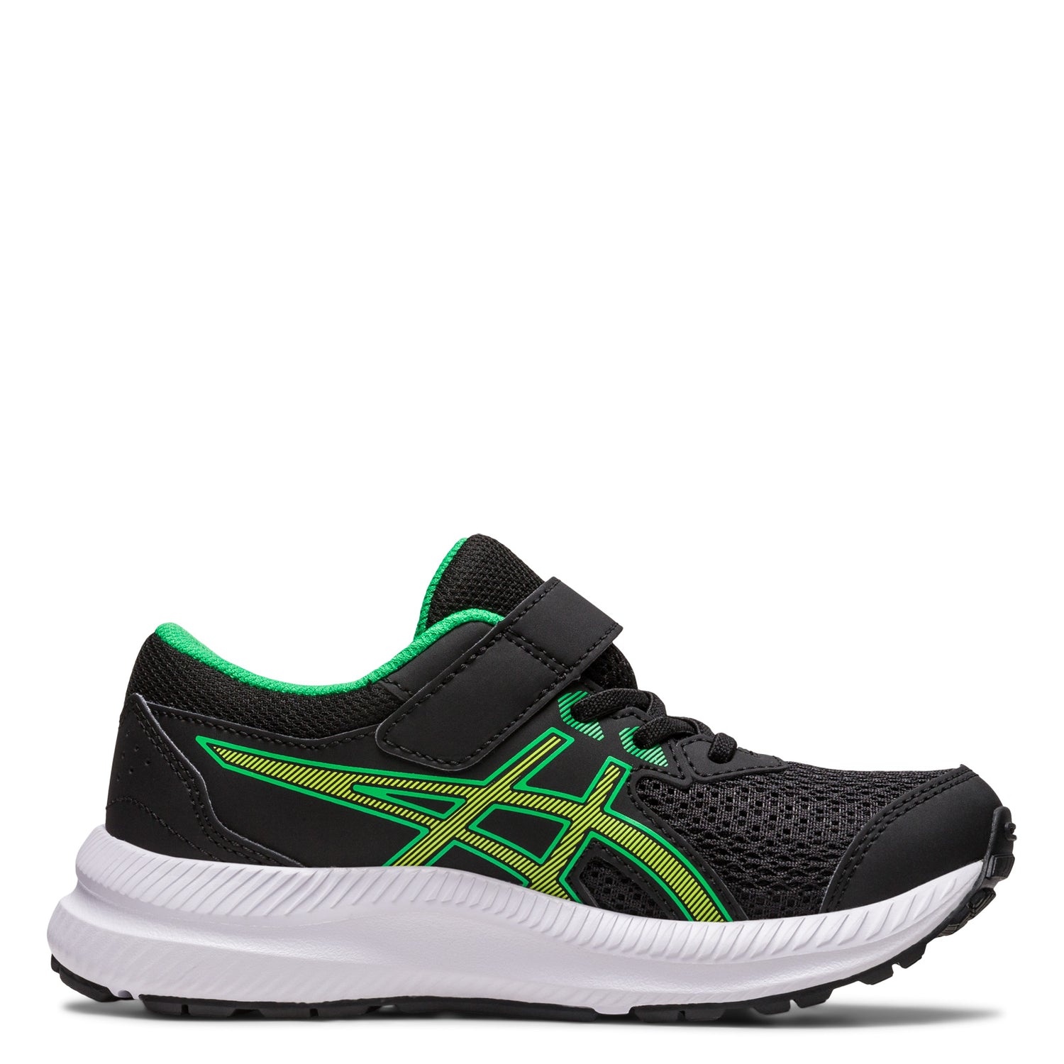 Peltz Shoes  Boy's ASICS Contend 8 Sneaker - Little Kid BLACK GREEN 1014A258-005