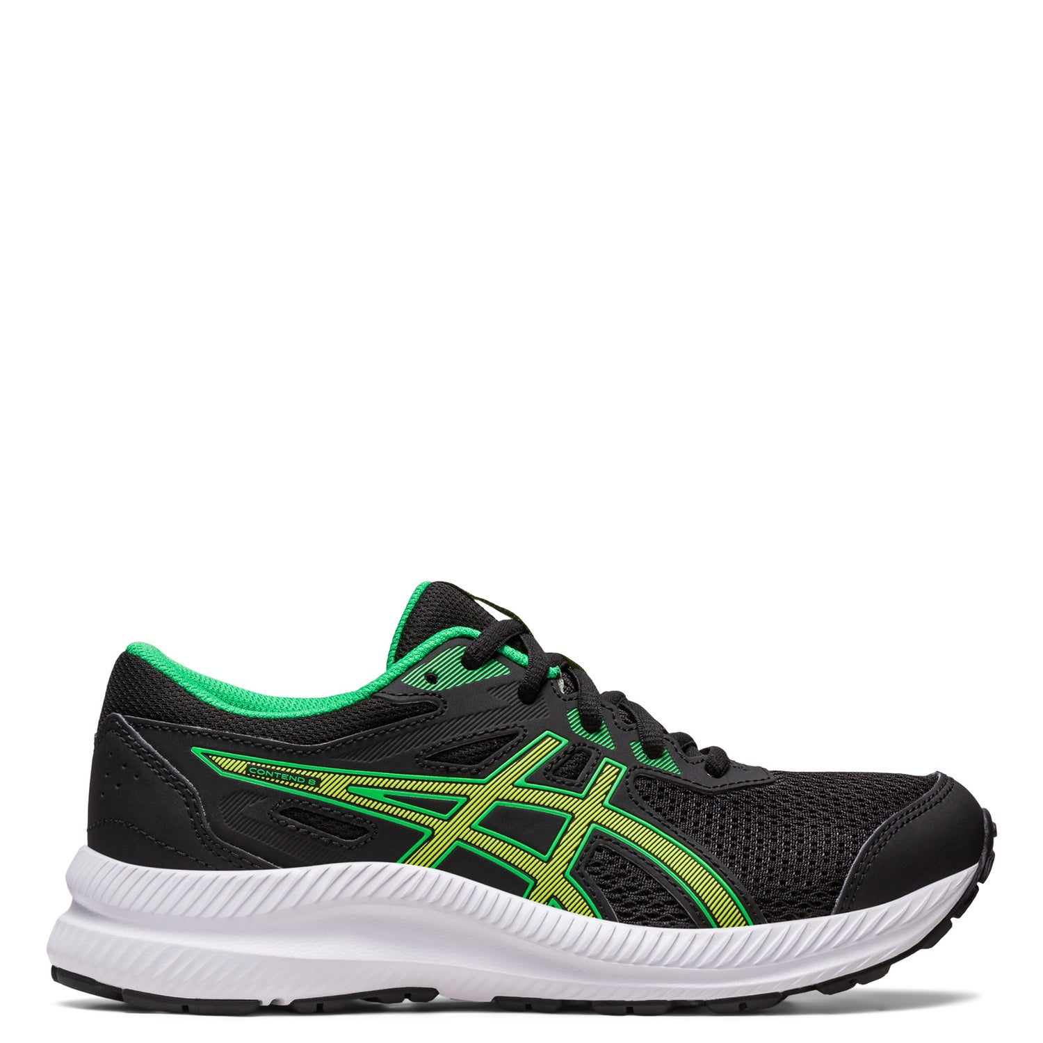 Peltz Shoes  Boy's ASICS Contend 8 Sneaker - Little Kid & Big Kid BLACK GREEN 1014A259-005