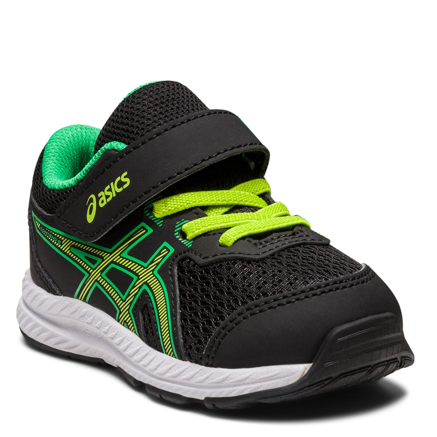 Peltz Shoes  Boy's ASICS Contend 8 Sneaker - Toddler Black Green 1014A260-005