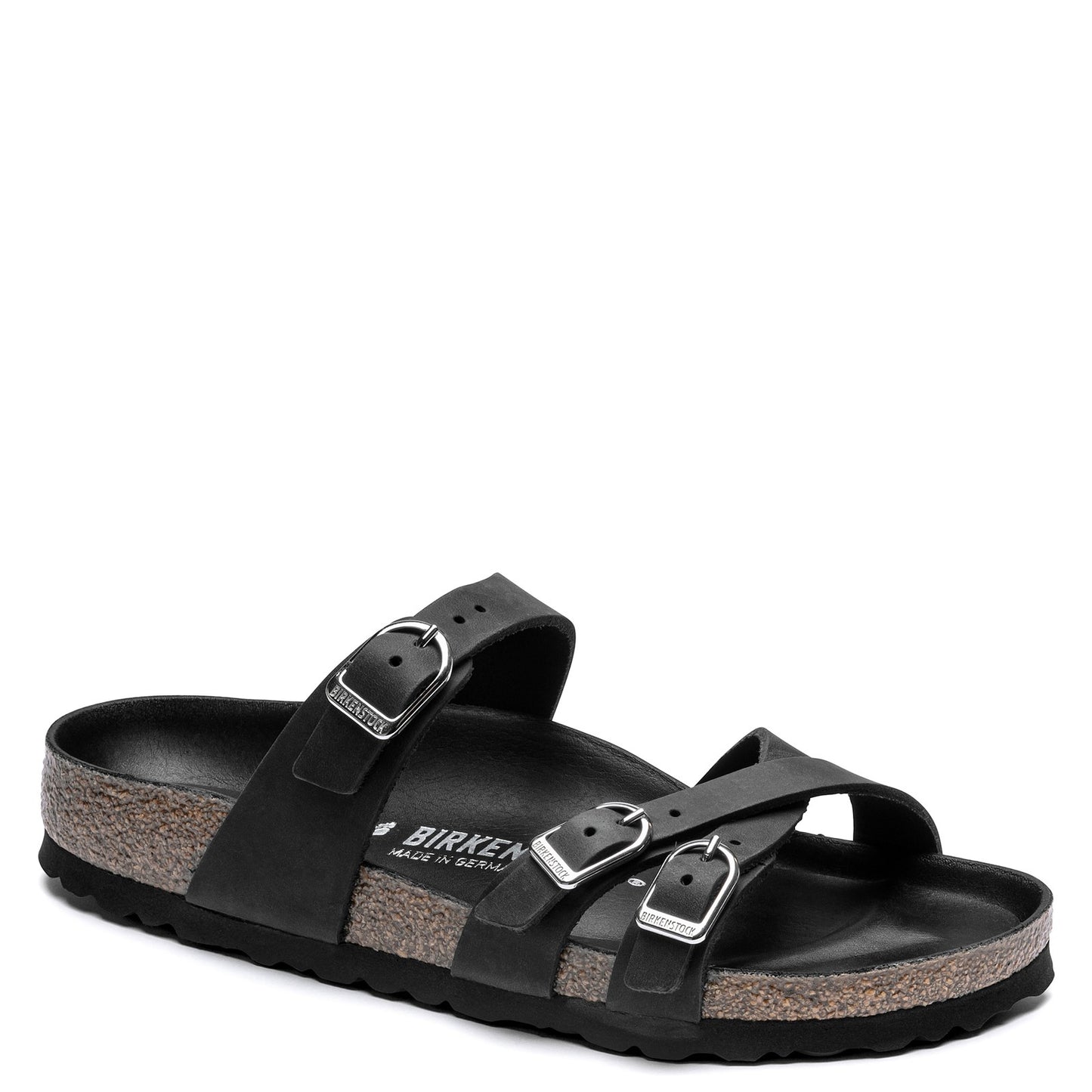 Peltz Shoes  Women's Birkenstock Franca Sandal - Narrow Width BLACK GRAY 1017 566 N