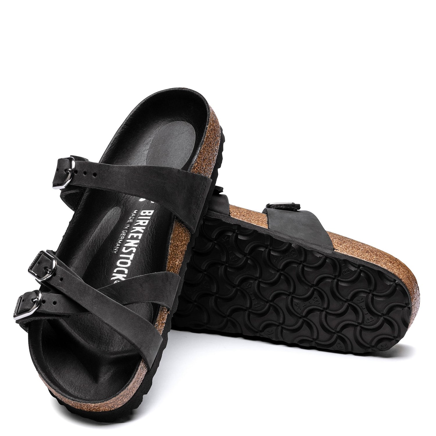 Peltz Shoes  Women's Birkenstock Franca Sandal - Narrow Width BLACK GRAY 1017 566 N