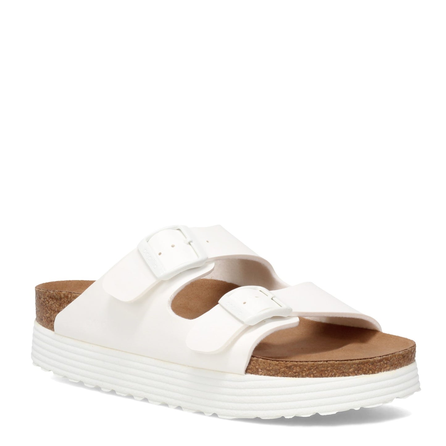Peltz Shoes  Women's Birkenstock Arizona Platform Sandal - Narrow Width WHITE 1018 581 N