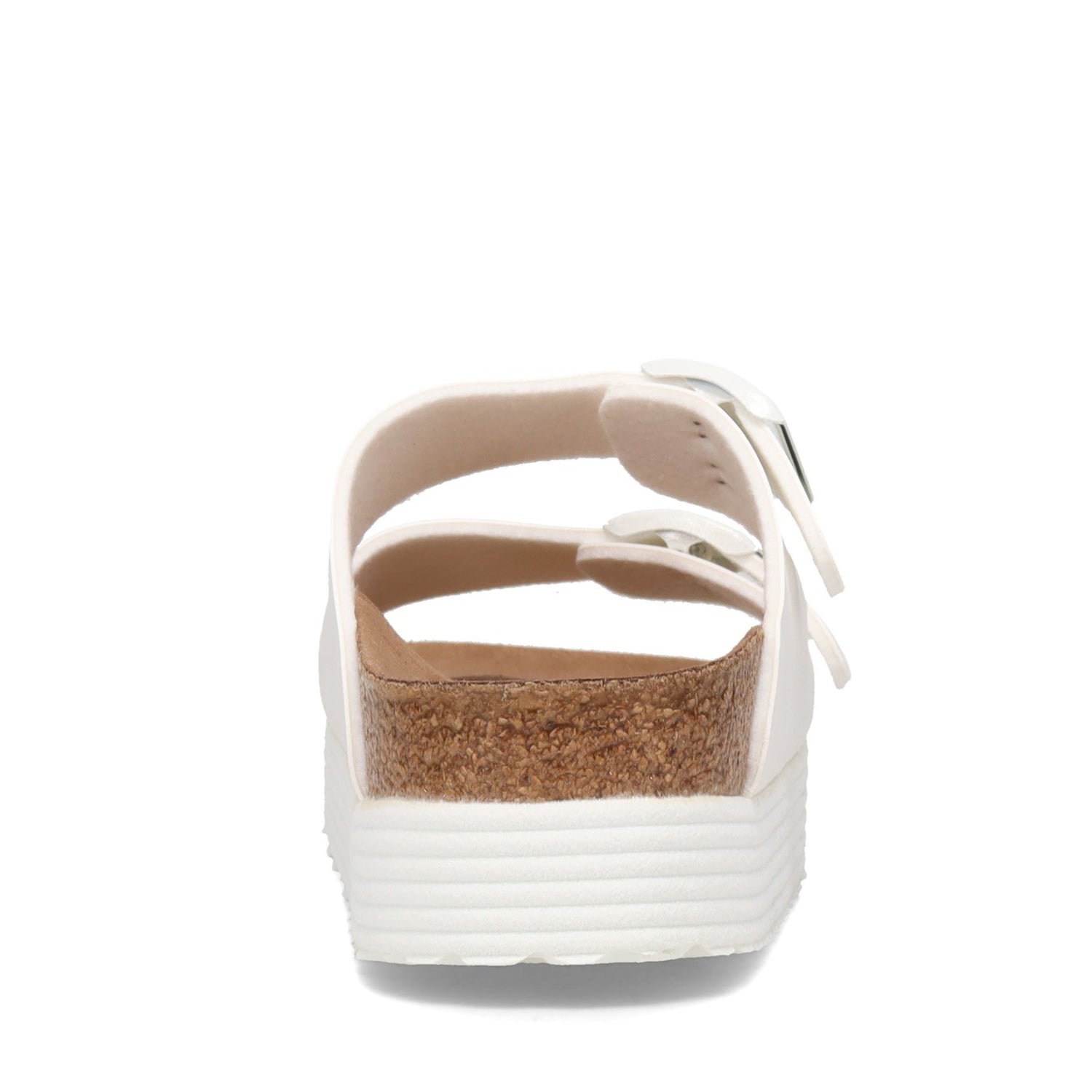 Peltz Shoes  Women's Birkenstock Arizona Platform Sandal - Narrow Width WHITE 1018 581 N