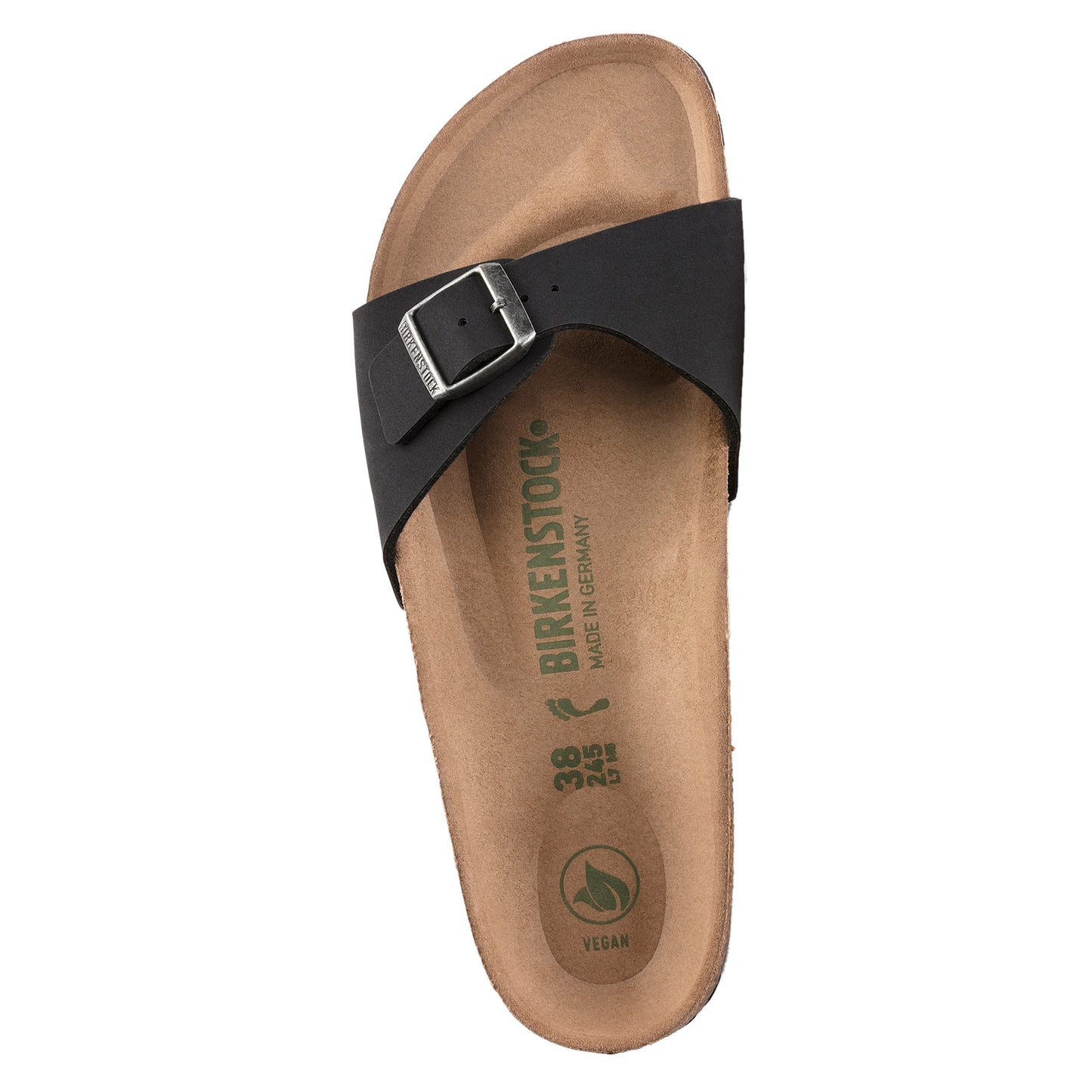 Peltz Shoes  Women's Birkenstock Madrid Vegan Sandal - Narrow Fit BLACK 1020 060 N