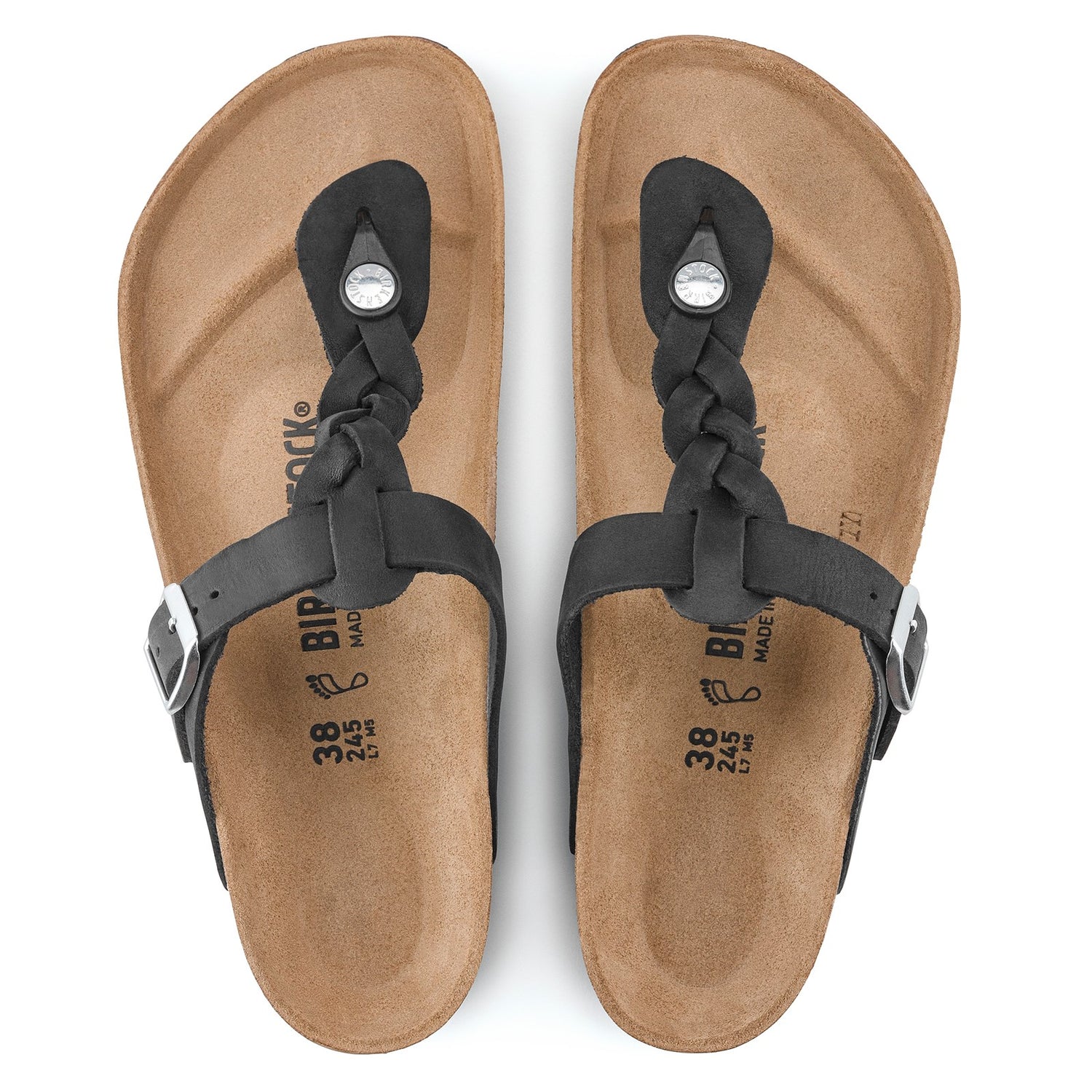 Peltz Shoes  Women's Birkenstock Gizeh Braid Sandal - Regular Width BLACK 1021 349 R