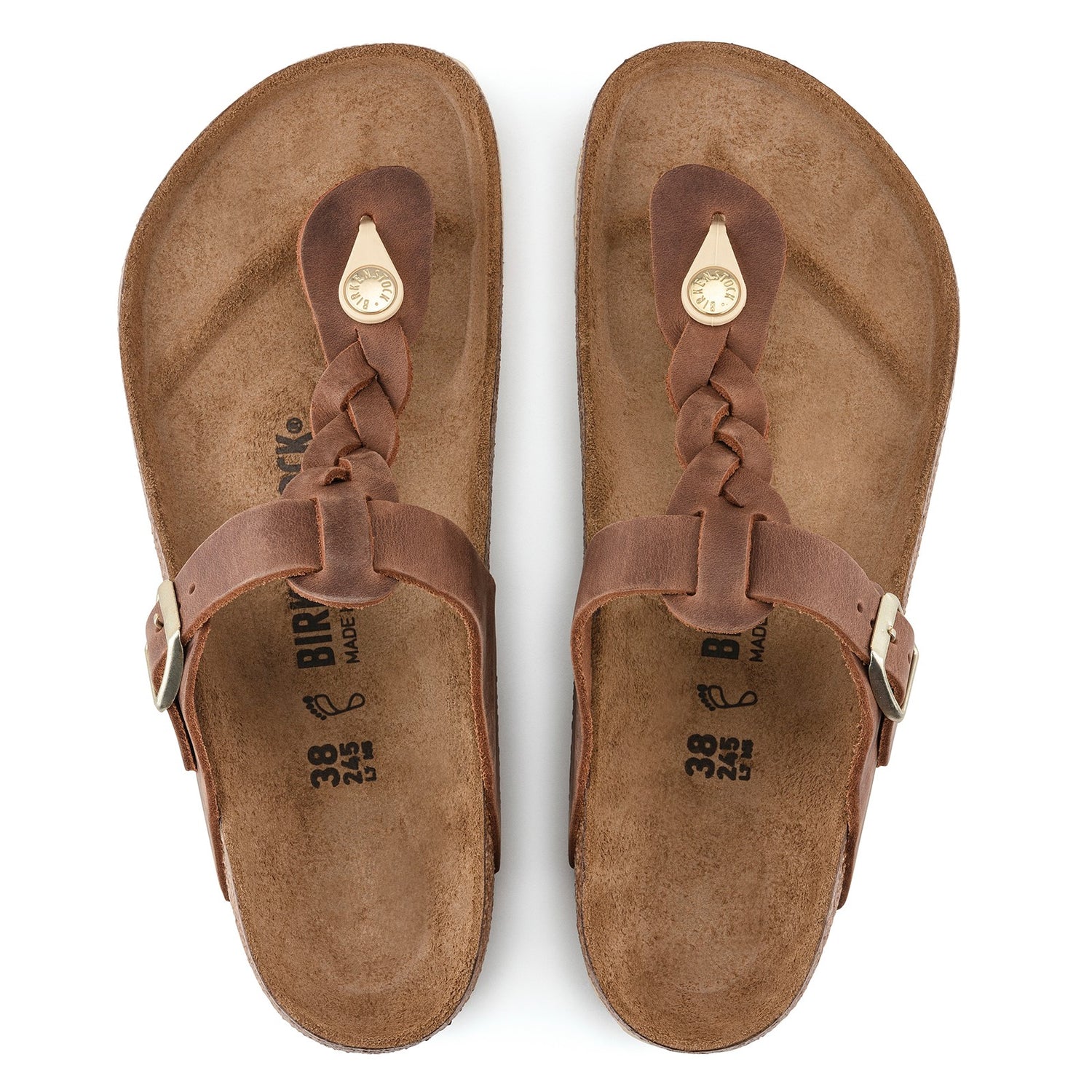 Peltz Shoes  Women's Birkenstock Gizeh Braid Sandal - Regular Width COGNAC 1021 355 R
