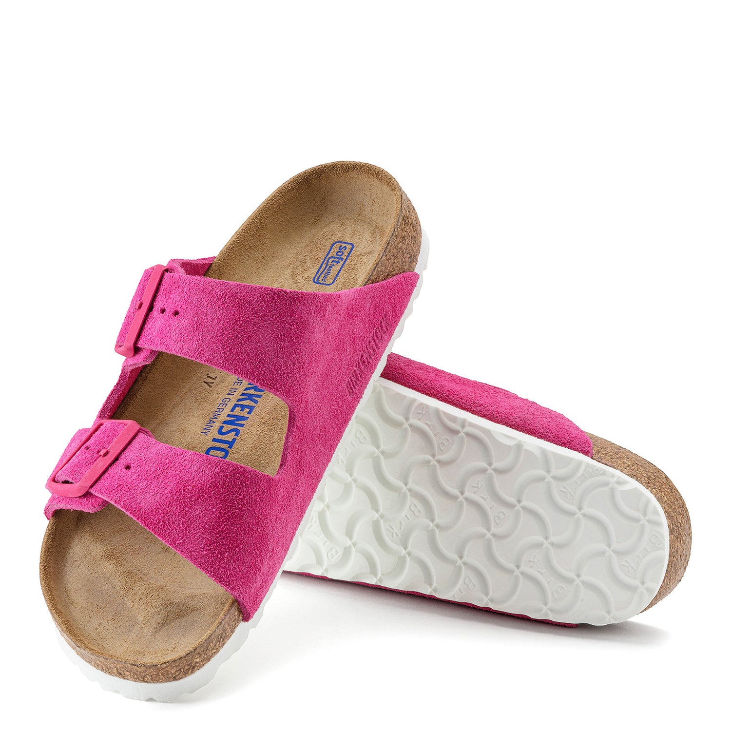 Peltz Shoes  Women's Birkenstock Arizona Soft Footbed Sandal - Narrow Width FUSCHIA 1021 442 N
