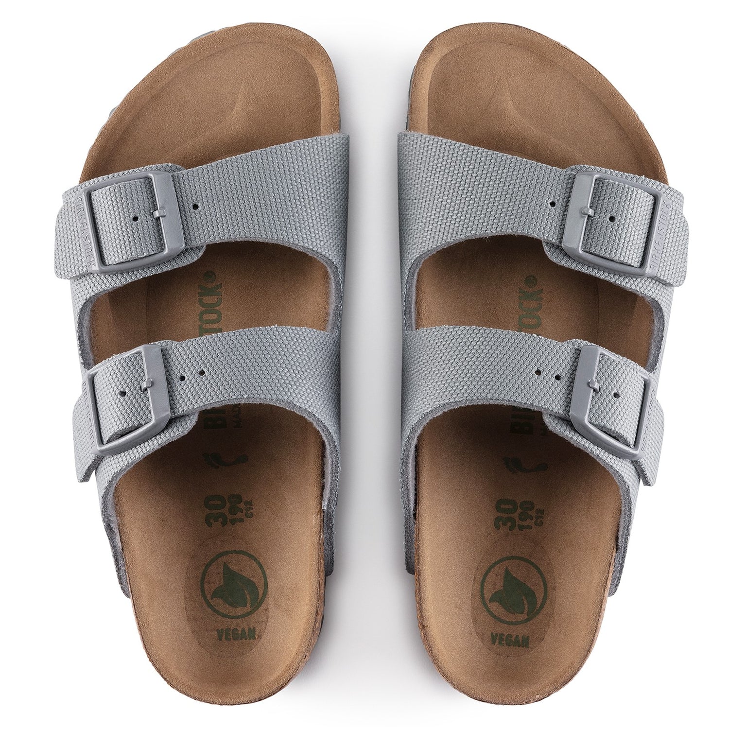 Peltz Shoes  Women's Birkenstock Arizona Vegan Slide Sandal - Narrow Width STONE 1021 454 N