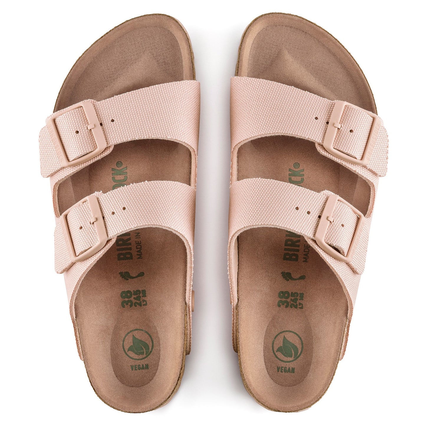 Peltz Shoes  Women's Birkenstock Arizona Vegan Slide Sandal - Narrow Width SOFT PINK 1021 473 N