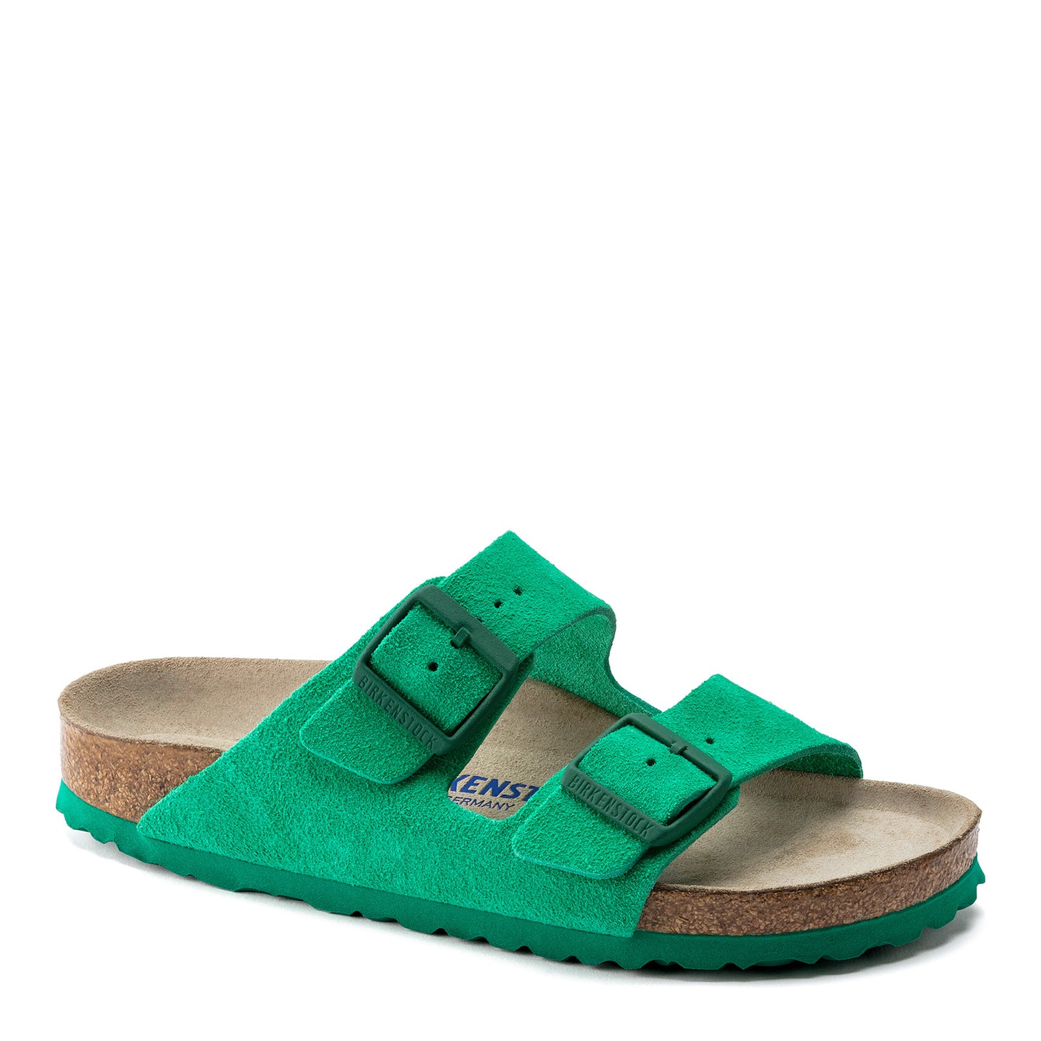 Peltz Shoes  Women's Birkenstock Arizona Soft Footbed Sandal - Narrow Width BOLD GREEN 1022 372 N