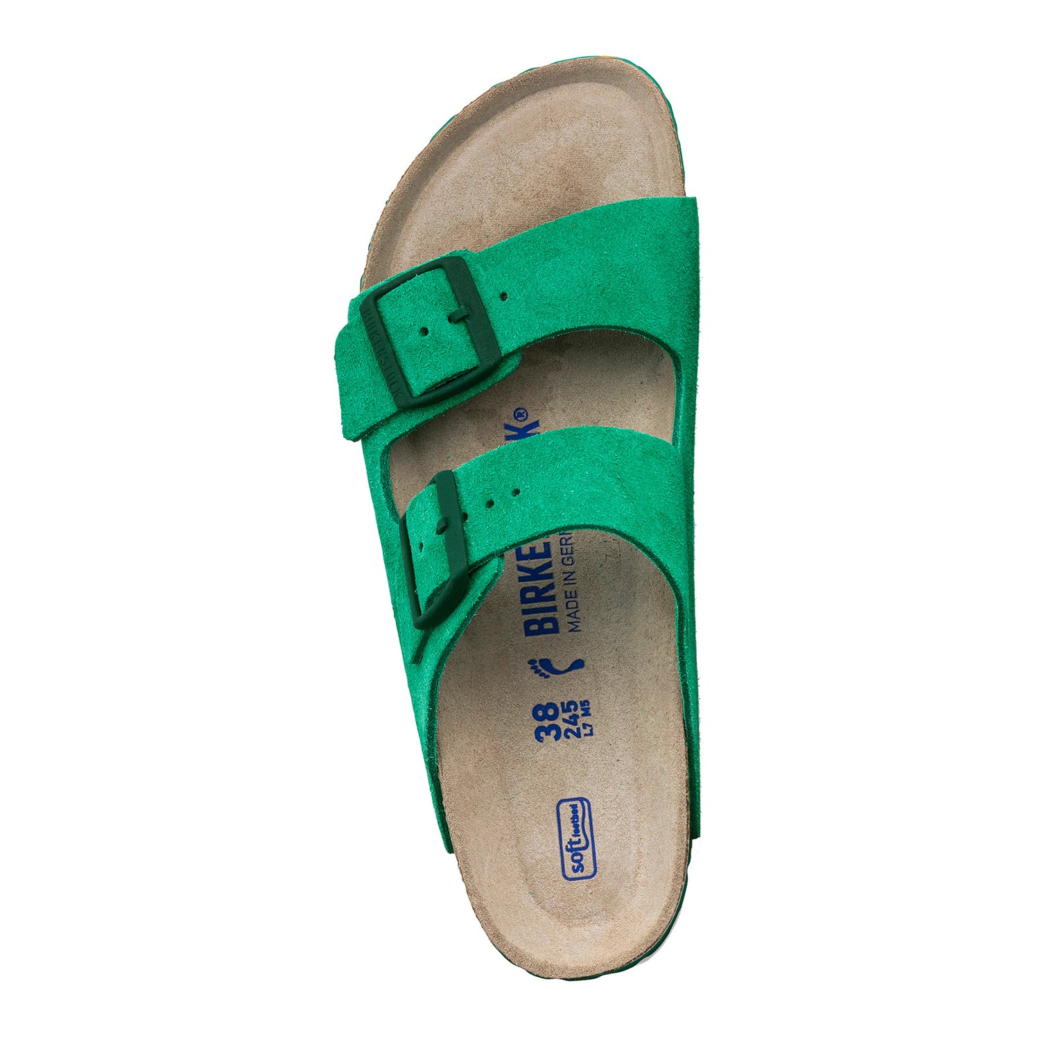 Peltz Shoes  Women's Birkenstock Arizona Soft Footbed Sandal - Narrow Width BOLD GREEN 1022 372 N