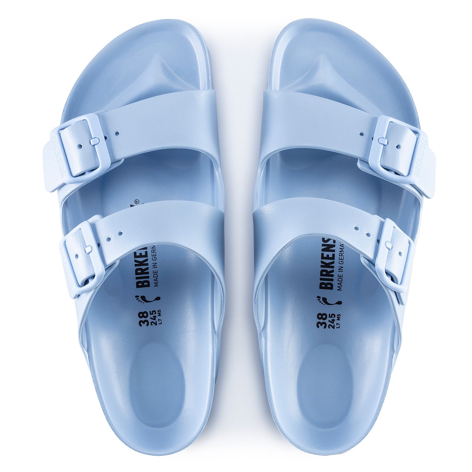 Peltz Shoes  Women's Birkenstock Arizona Essentials EVA Slide DUSTY BLUE 1022 510 N