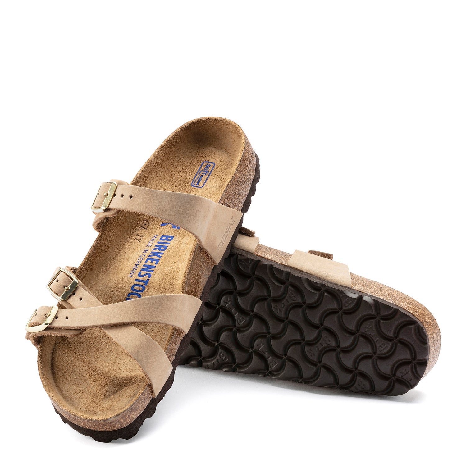 Peltz Shoes  Women's Birkenstock Franca Soft Footbed Sandal - Narrow Width SANDCASTLE 1022 973 N