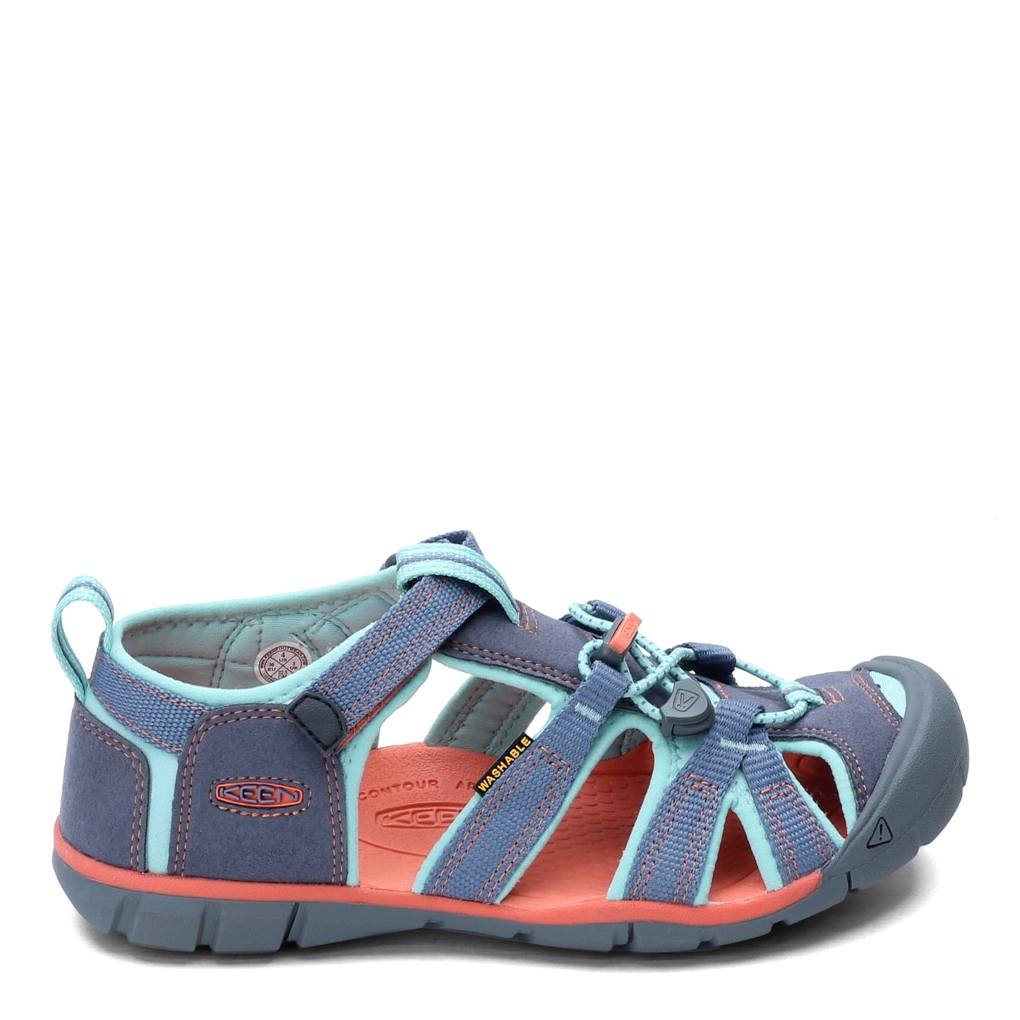 Peltz Shoes  Girl's Keen Seacamp II CNX Sandal - Little Kid Flint Stone/Ocean Wave 1022975