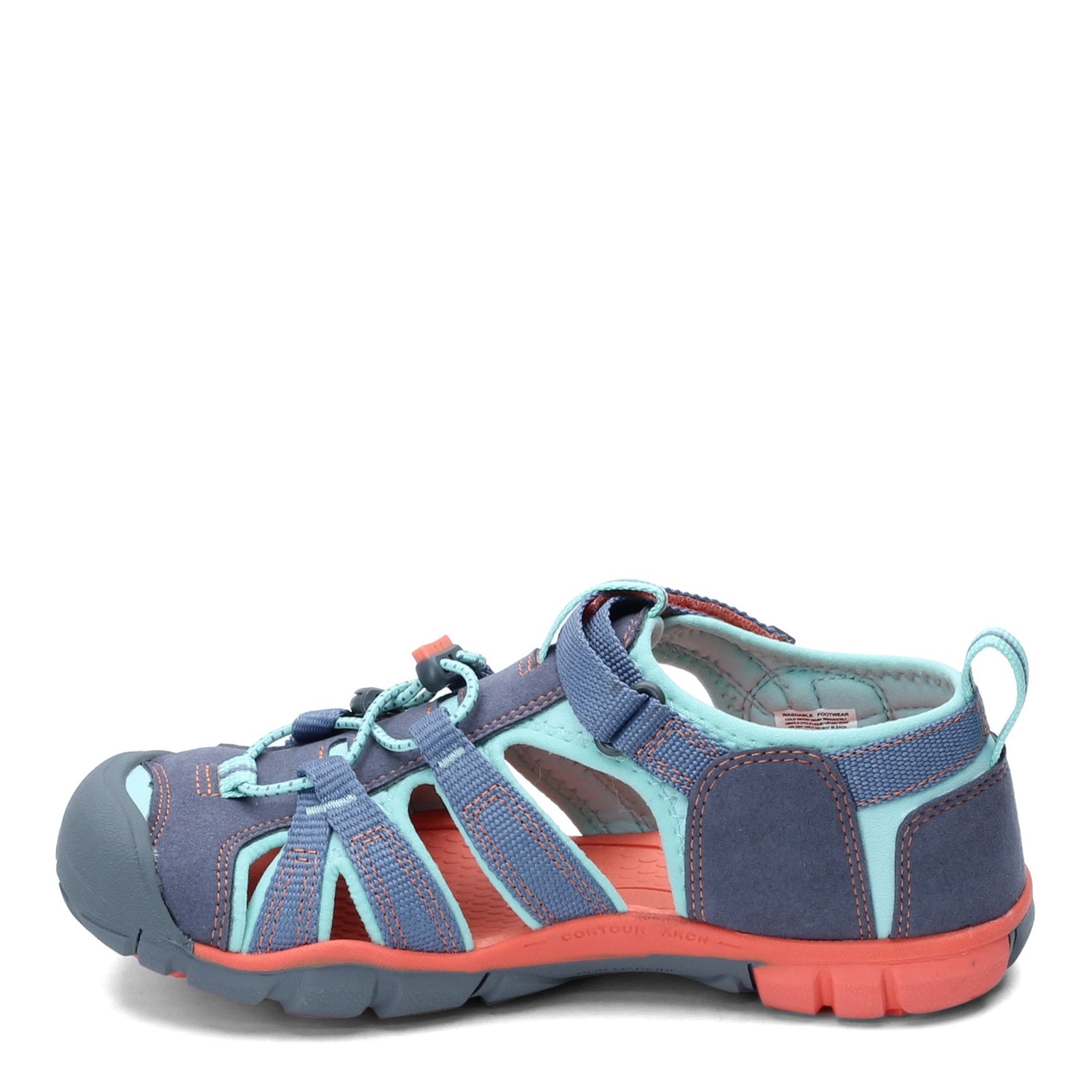 Peltz Shoes  Girl's Keen Seacamp II CNX Sandal - Little Kid & Big Kid Flint Stone/Ocean Wave 1022990