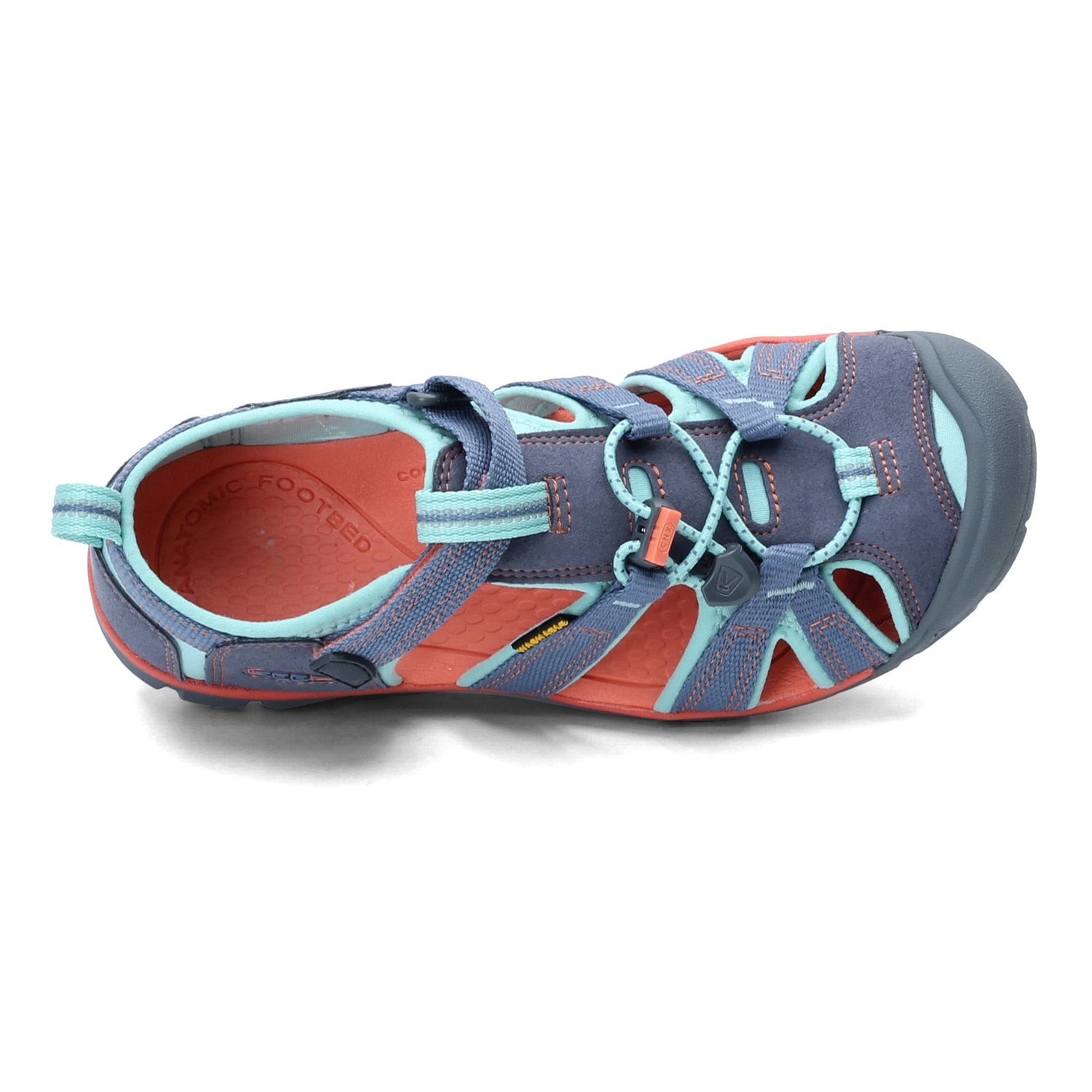 Peltz Shoes  Girl's Keen Seacamp II CNX Sandal - Little Kid & Big Kid Flint Stone/Ocean Wave 1022990