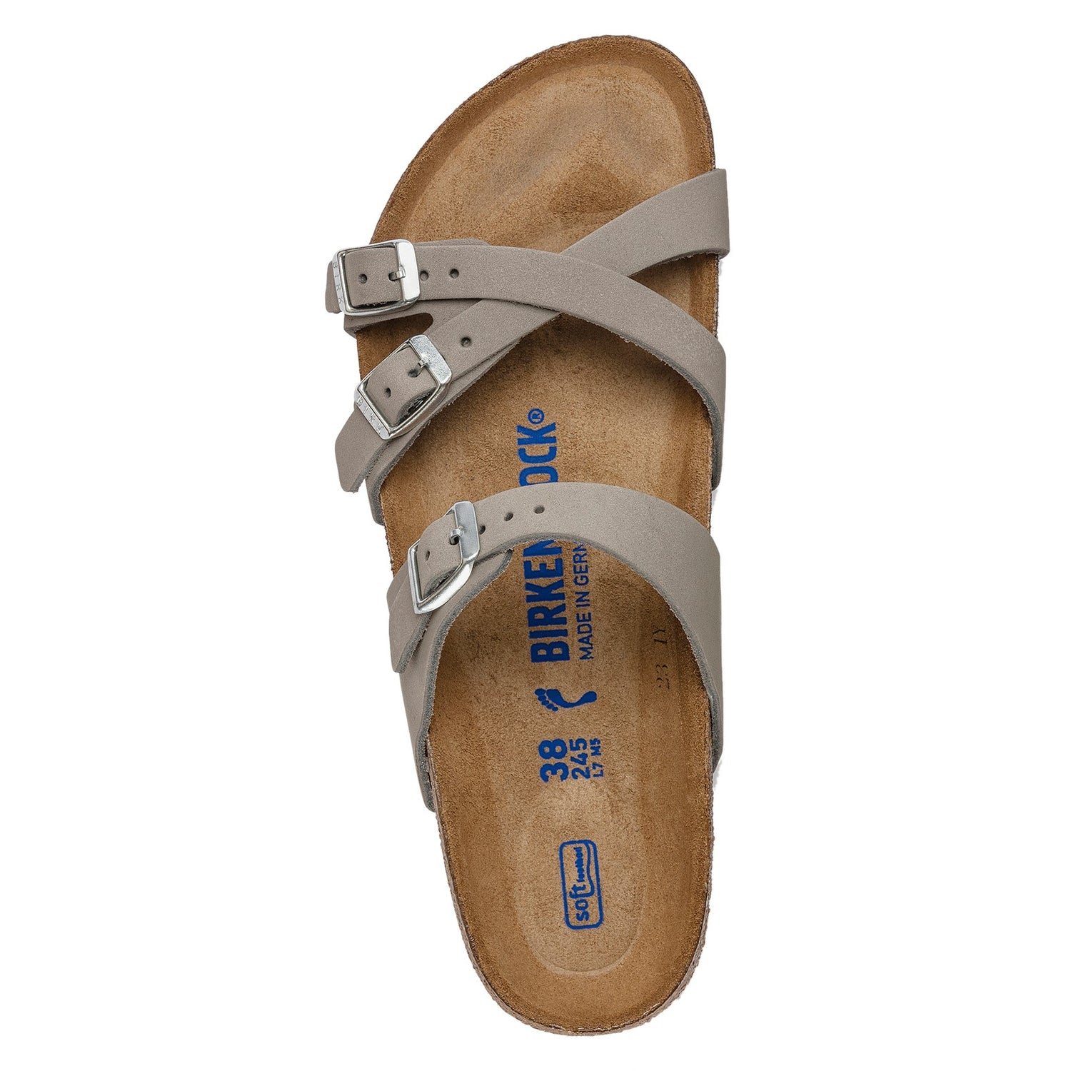 Peltz Shoes  Women's Birkenstock Franca Soft Footbed Sandal - Narrow Width DOVE 1023 354 N
