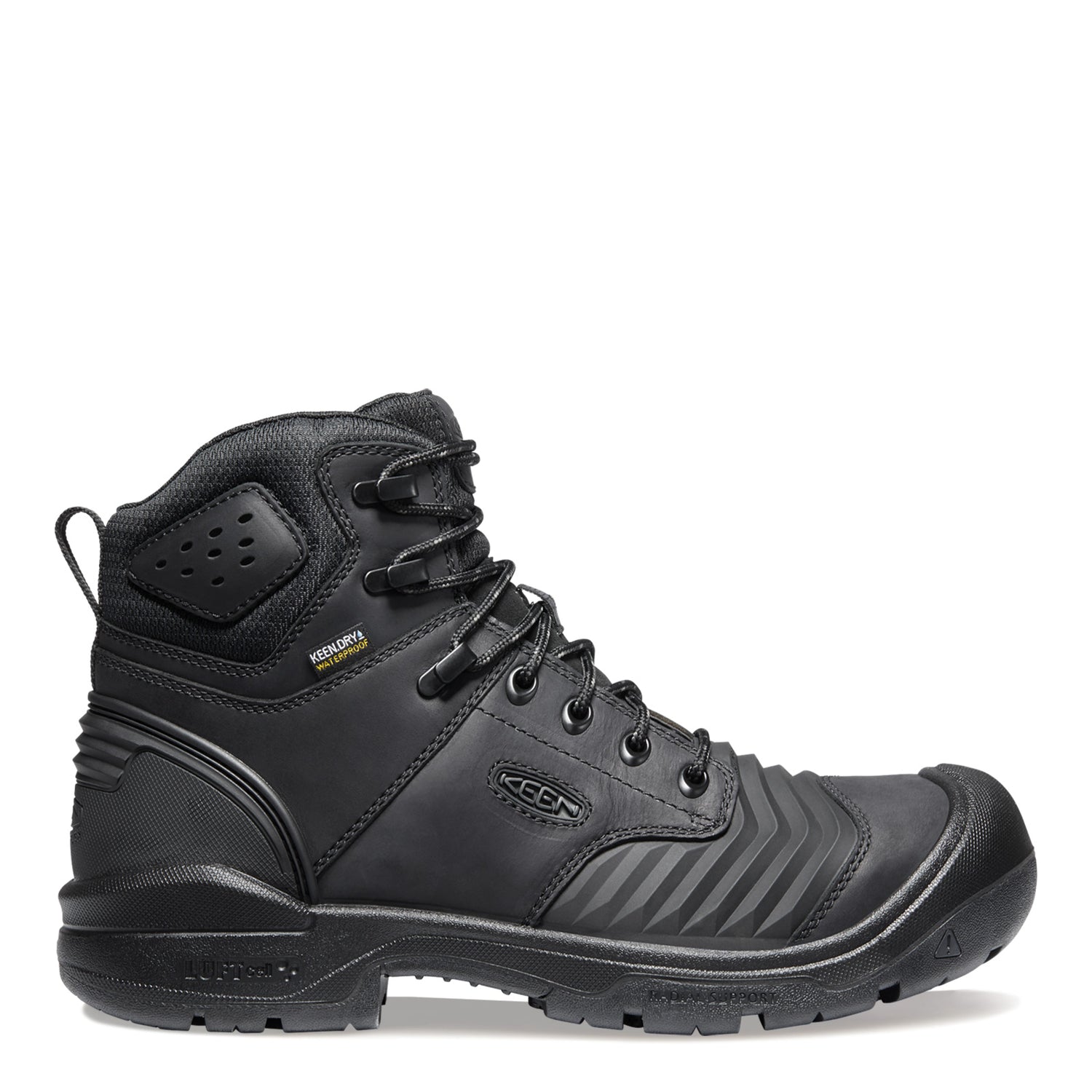 Peltz Shoes  Men's KEEN Utility Portland 6 inch Waterproof Boot Black/Black 1024573