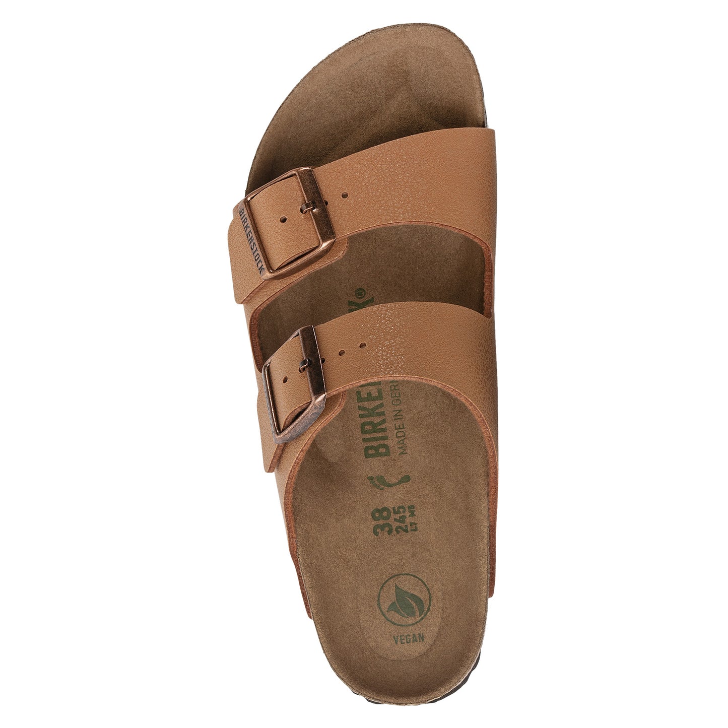 Peltz Shoes  Women's Birkenstock Arizona Vegan Slide Sandal - Narrow Width PECAN 1025 046 N