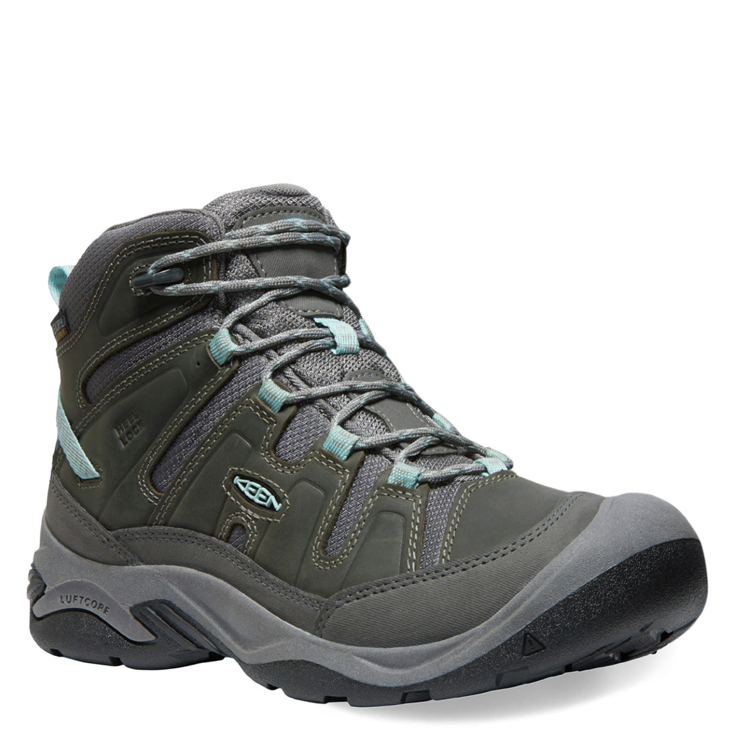 Peltz Shoes  Women's Keen Circadia Mid Waterproof Hiking Boot Steel Grey/Cloud Blue 1026763