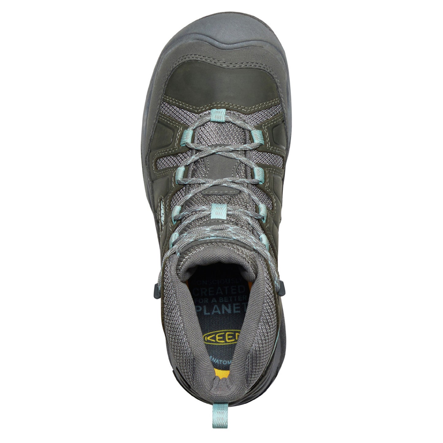 Peltz Shoes  Women's Keen Circadia Mid Waterproof Hiking Boot Steel Grey/Cloud Blue 1026763