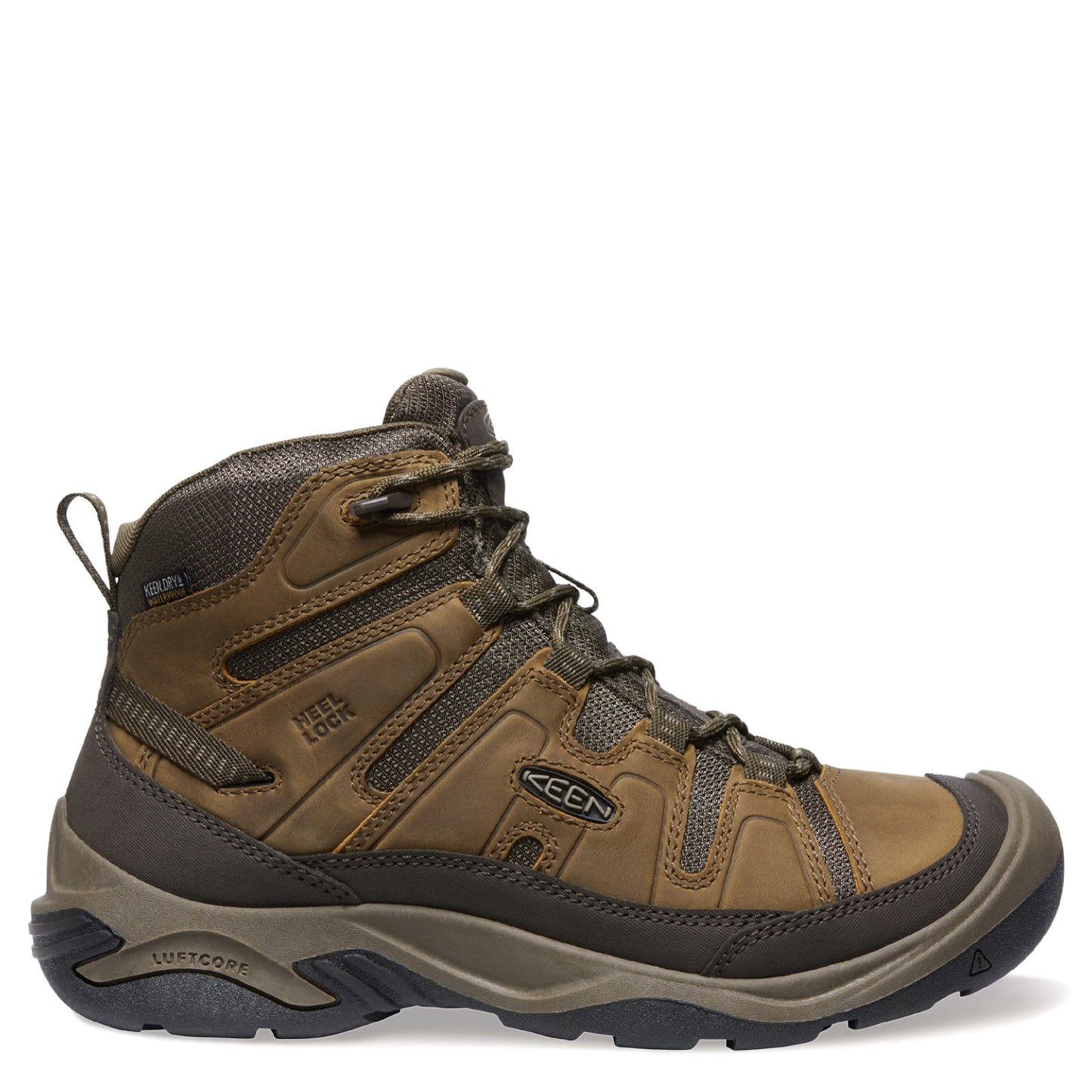 Peltz Shoes  Men's Keen Circadia Mid Waterproof Hiking Boot Bison/Brindle 1026769