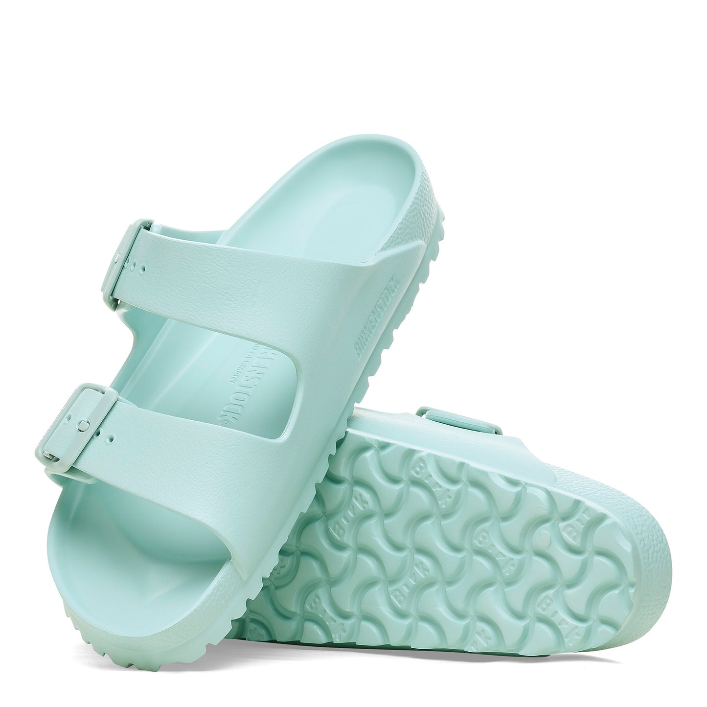 Peltz Shoes  Women's Birkenstock Arizona Essentials EVA Sandal Surf Green 1027 404 N