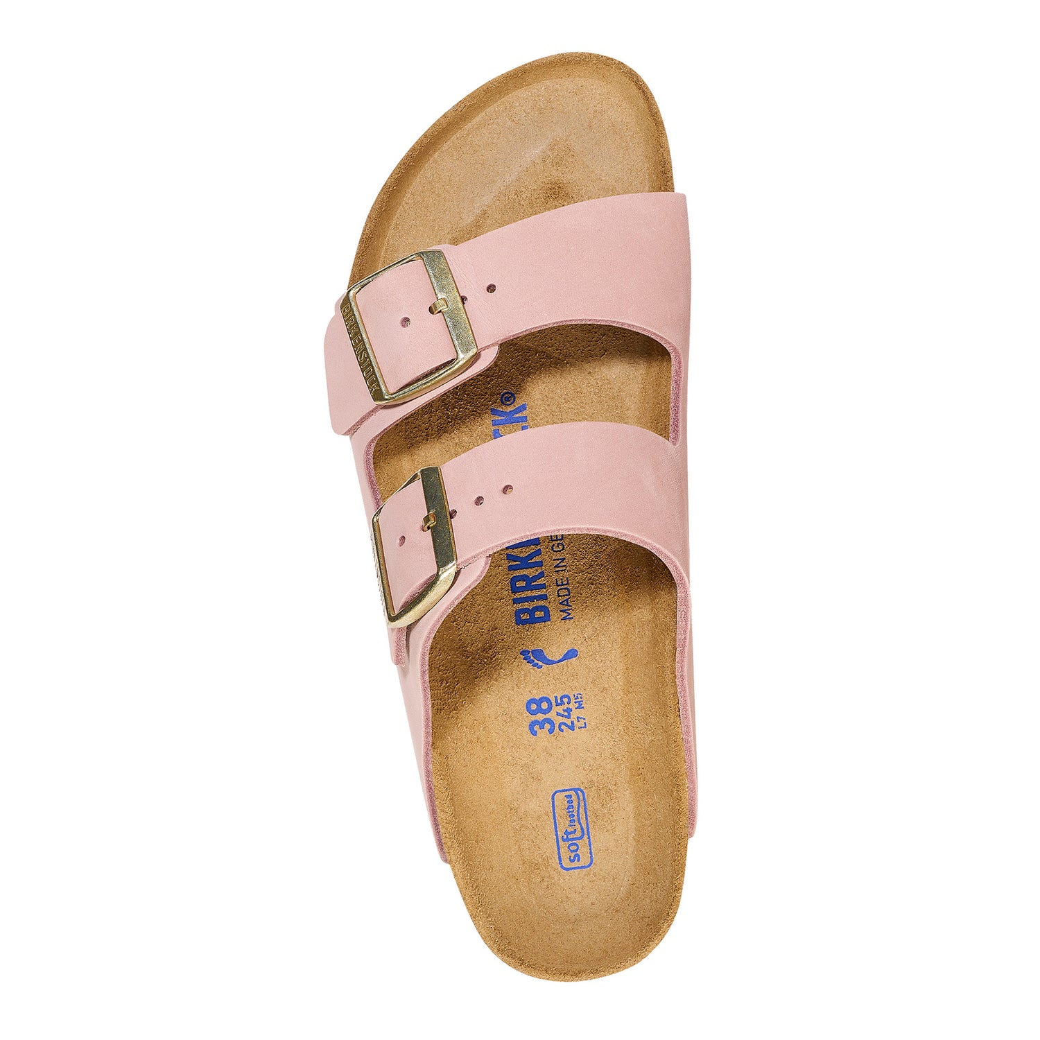 Peltz Shoes  Women's Birkenstock Arizona Soft Footbed Sandal - Narrow Fit Soft Pink Nubuck 1027 661 N