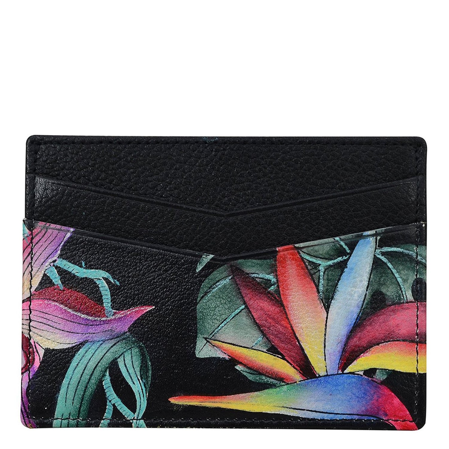 Peltz Shoes  Women's Anuschka Credit Card Case Island Escape Black 1032-ISE-BLK