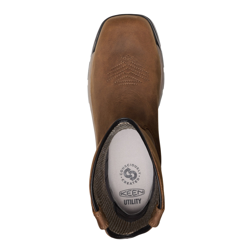 Men's KEEN Utility Flatland Pull-On Waterproof Carbon Toe Work Boot BISON 1032237
