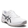 Peltz Shoes  Men's ASICS GEL-Game 9 Tennis Shoe WHITE BLACK OOZE 1041A337-100