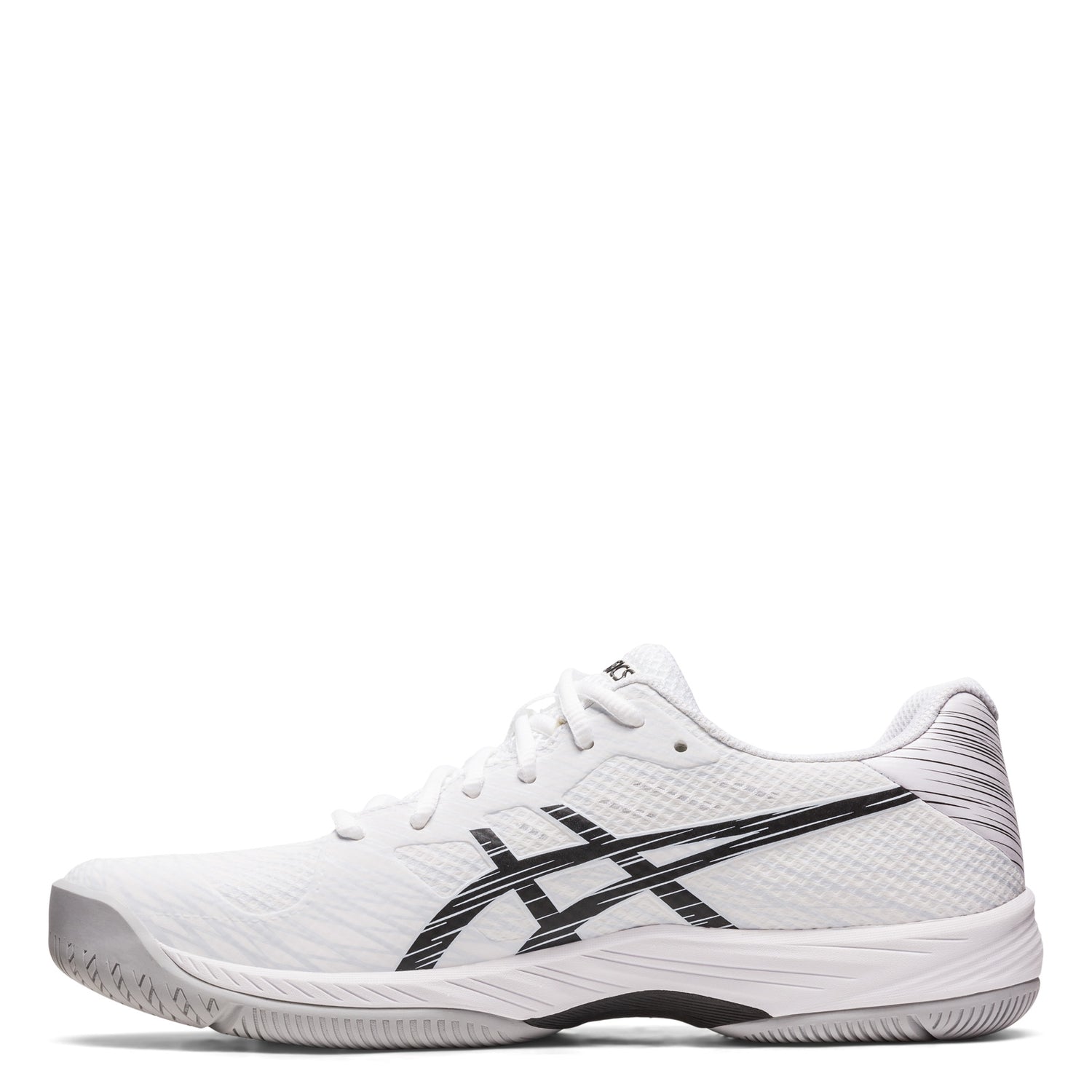 Peltz Shoes  Men's ASICS GEL-Game 9 Tennis Shoe WHITE BLACK OOZE 1041A337-100