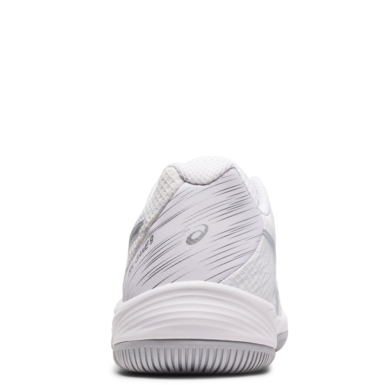 Peltz Shoes  Women's ASICS GEL-Game 9 Tennis Shoe WHITE/SILVER 1042A211-100