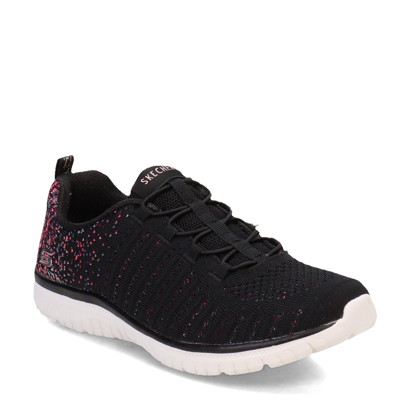 Peltz Shoes  Women's Skechers Virtue Sneaker - Wide Width BLACK PINK 104411W-BKPK