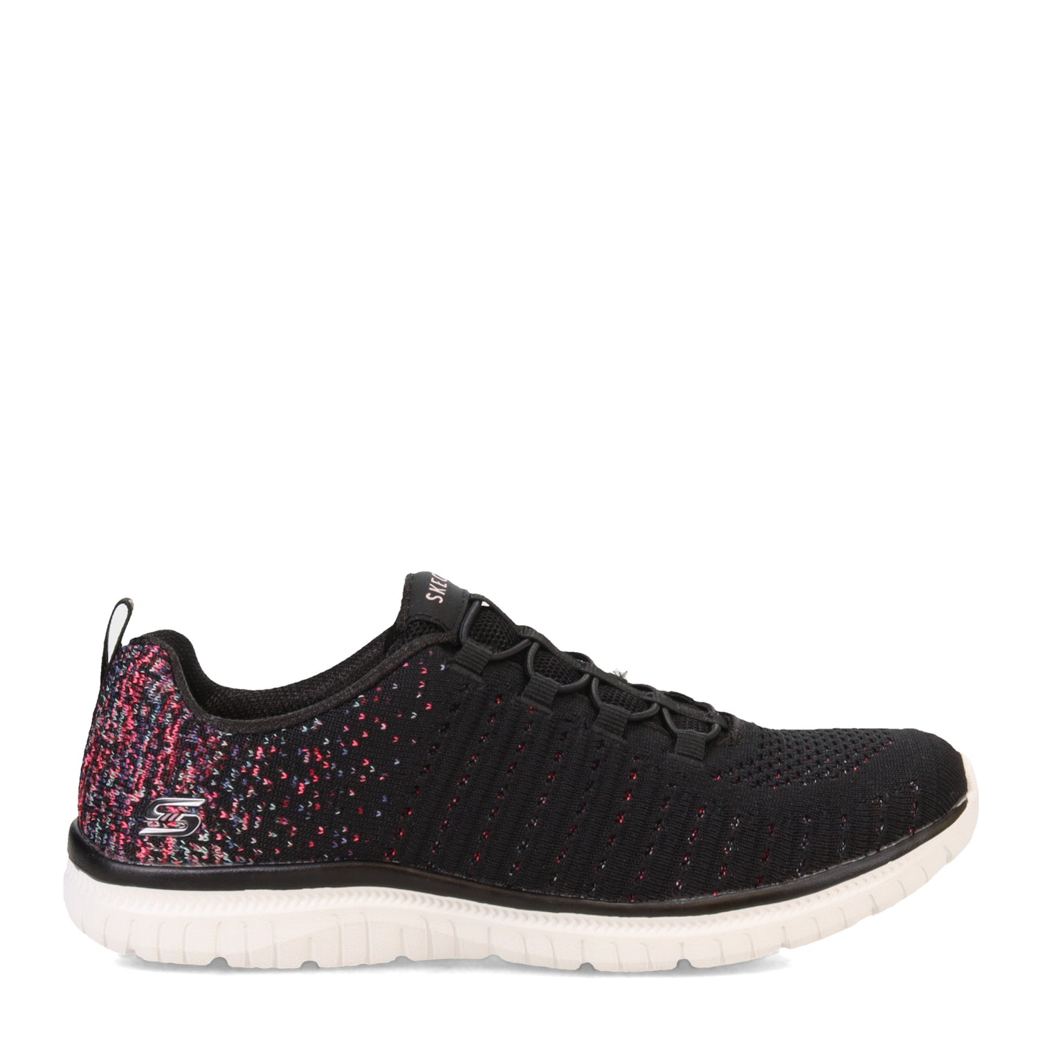 Peltz Shoes  Women's Skechers Virtue Sneaker - Wide Width BLACK PINK 104411W-BKPK