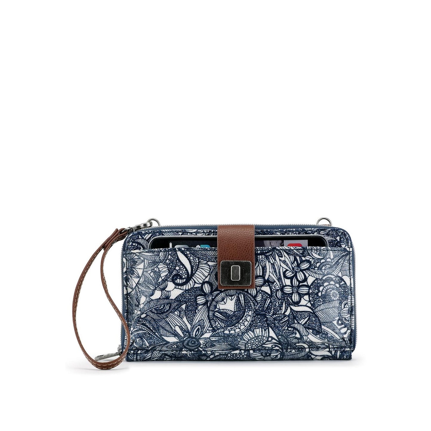 Peltz Shoes  Sakroots Large Smartphone Crossbody NAVY SPIRIT DESERT 106972-NAVY SD