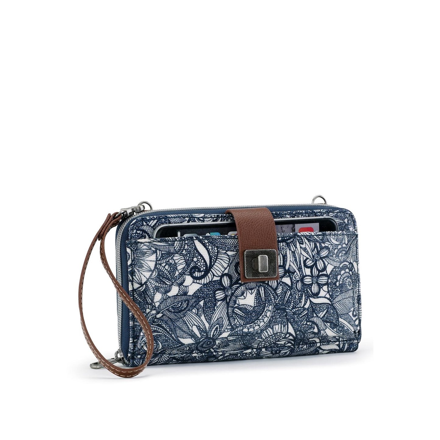 Peltz Shoes  Sakroots Large Smartphone Crossbody NAVY SPIRIT DESERT 106972-NAVY SD