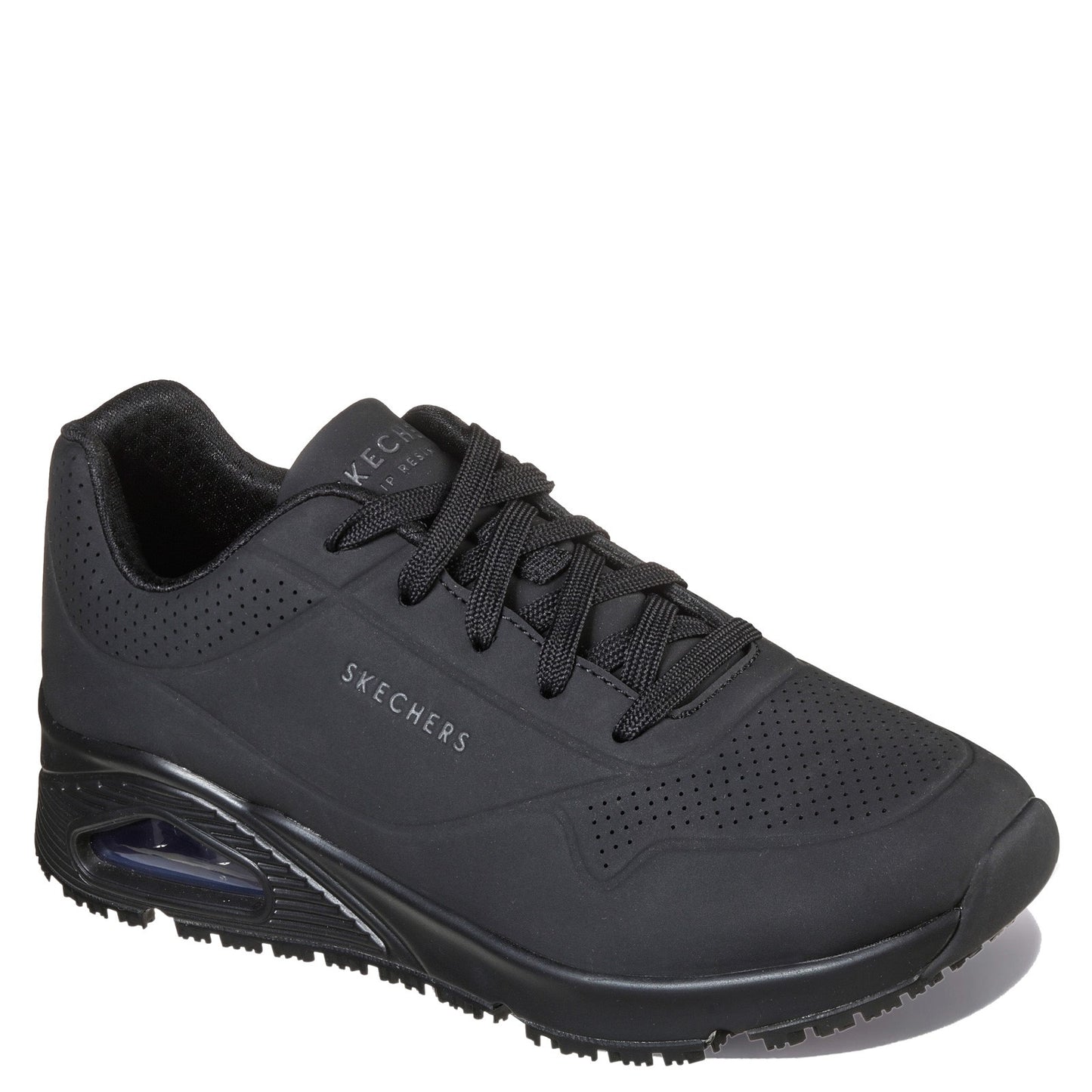 Peltz Shoes  Women's Skechers Relaxed Fit: Uno SR Work Shoe - Wide Width BLACK 108021W-BLK