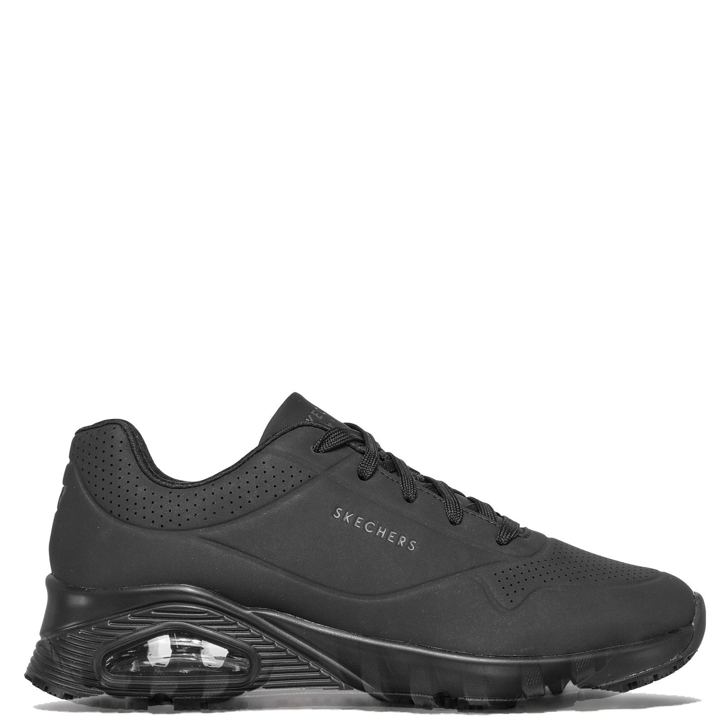 Peltz Shoes  Women's Skechers Relaxed Fit: Uno SR Work Shoe - Wide Width BLACK 108021W-BLK