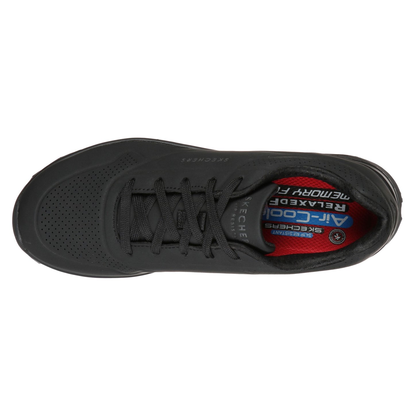Peltz Shoes  Women's Skechers Relaxed Fit: Uno SR Work Shoe - Wide Width BLACK 108021W-BLK