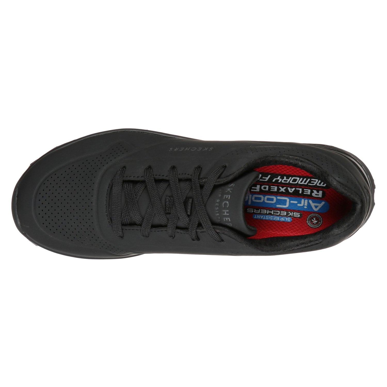 Peltz Shoes  Women's Skechers Relaxed Fit: Uno SR Work Shoe - Wide Width BLACK 108021W-BLK
