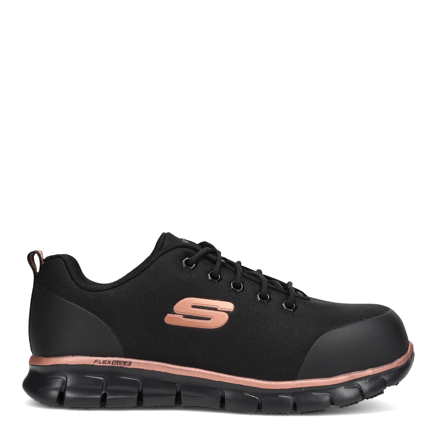 Peltz Shoes  Women's Skechers Work Sure Track - Chiton Alloy Toe Work Shoe - Wide Width Black 108025W-BKRG