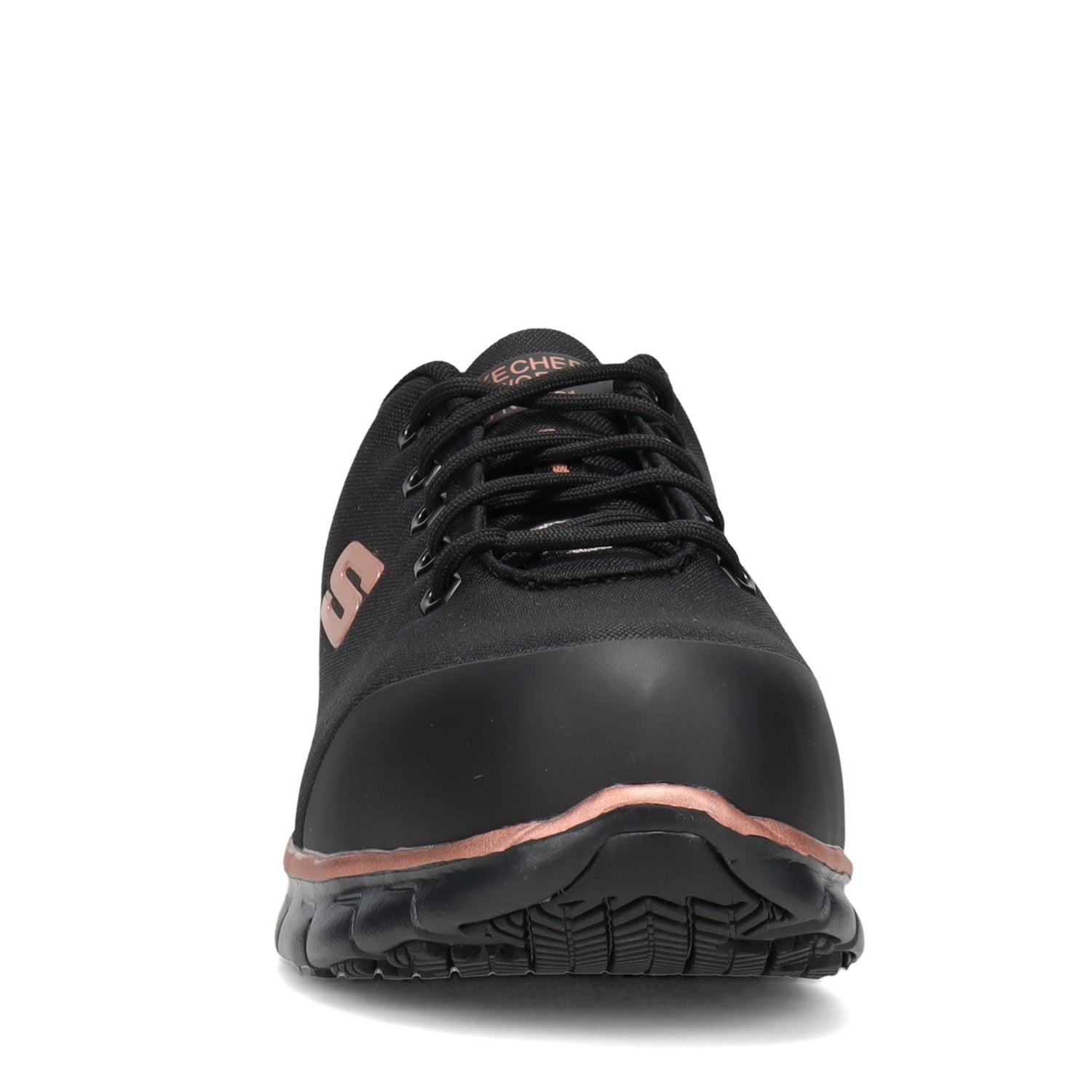 Peltz Shoes  Women's Skechers Work Sure Track - Chiton Alloy Toe Work Shoe - Wide Width Black 108025W-BKRG