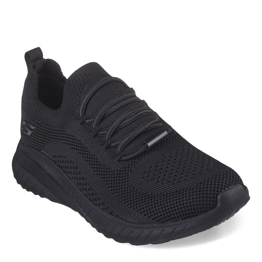 Women's Skechers Work Relaxed Fit: BOBS Sport Squad Chaos Slip Resistant Sneaker - Wide Width BLACK 108145W-BLK