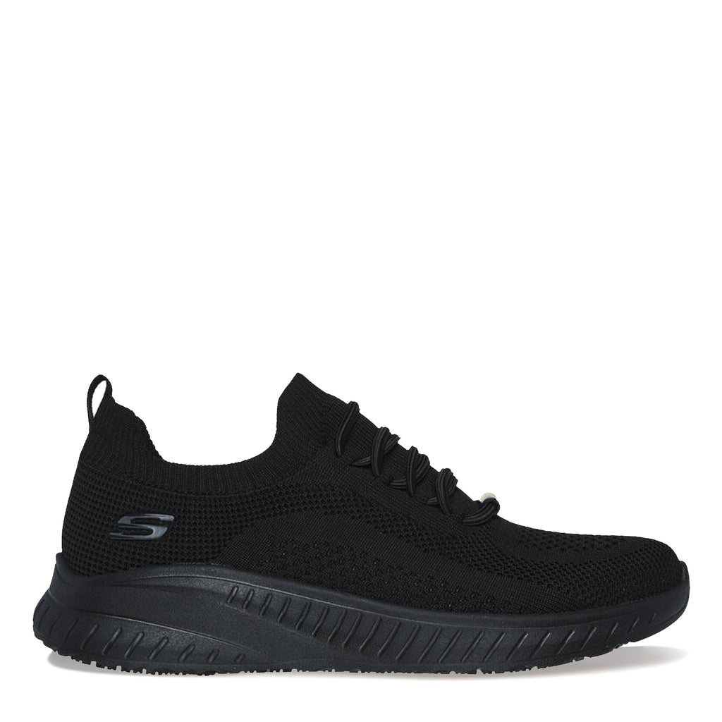 Women's Skechers Work Relaxed Fit: BOBS Sport Squad Chaos Slip Resistant Sneaker - Wide Width BLACK 108145W-BLK
