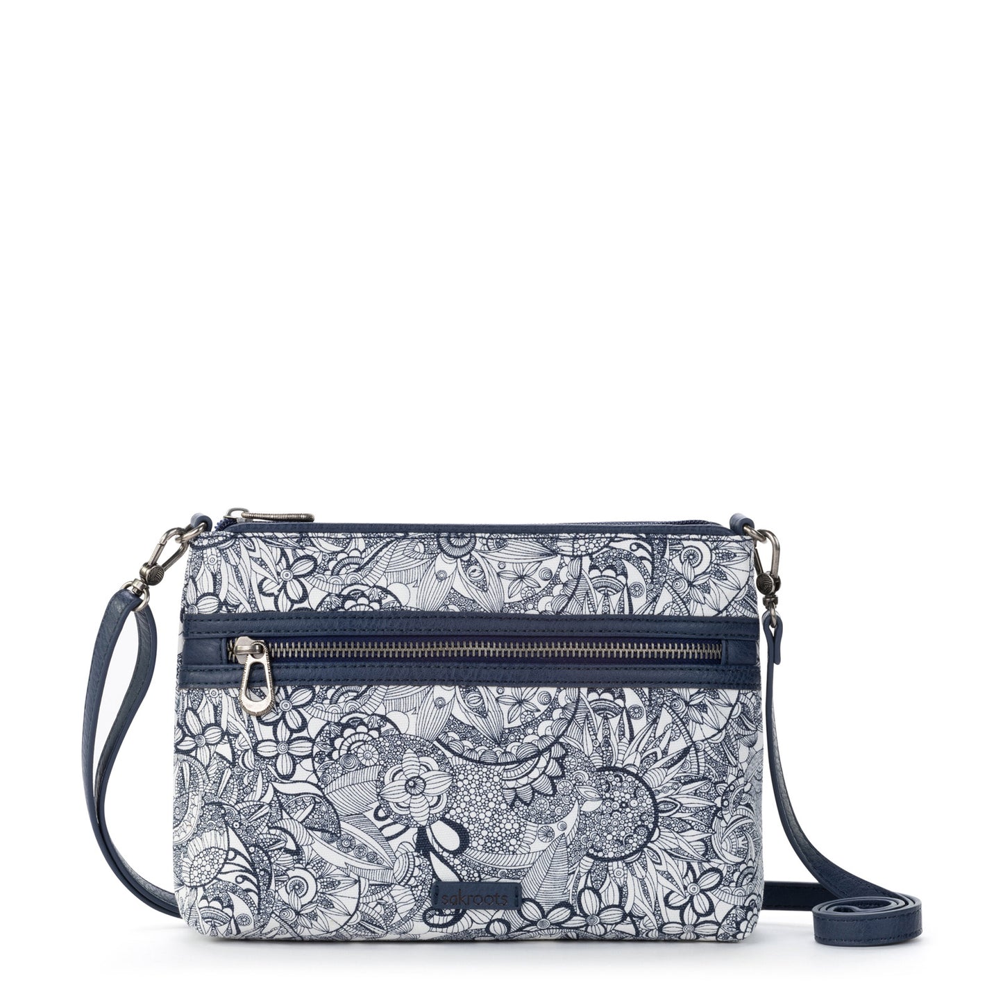 Peltz Shoes  Women’s Sakroots Artist Circle Campus Mini Crossbody NAVY SPIRIT DESERT 109517-NAVY SD