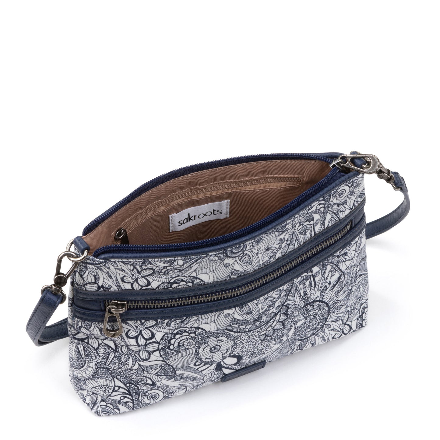 Peltz Shoes  Women’s Sakroots Artist Circle Campus Mini Crossbody NAVY SPIRIT DESERT 109517-NAVY SD