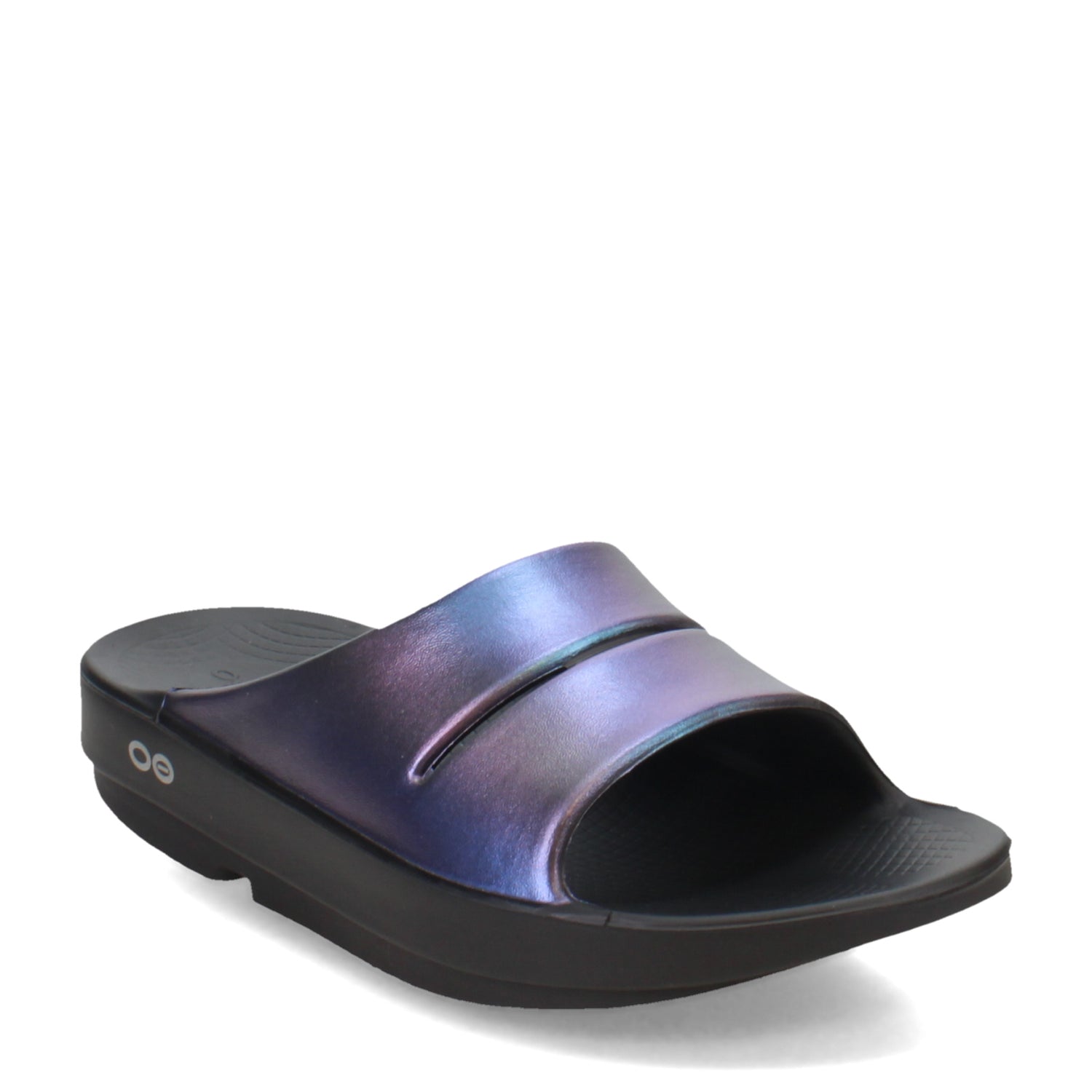 Peltz Shoes  Women's Oofos OOahh Slide Sandal Midnight Spectre 1101-MIDNIGHT