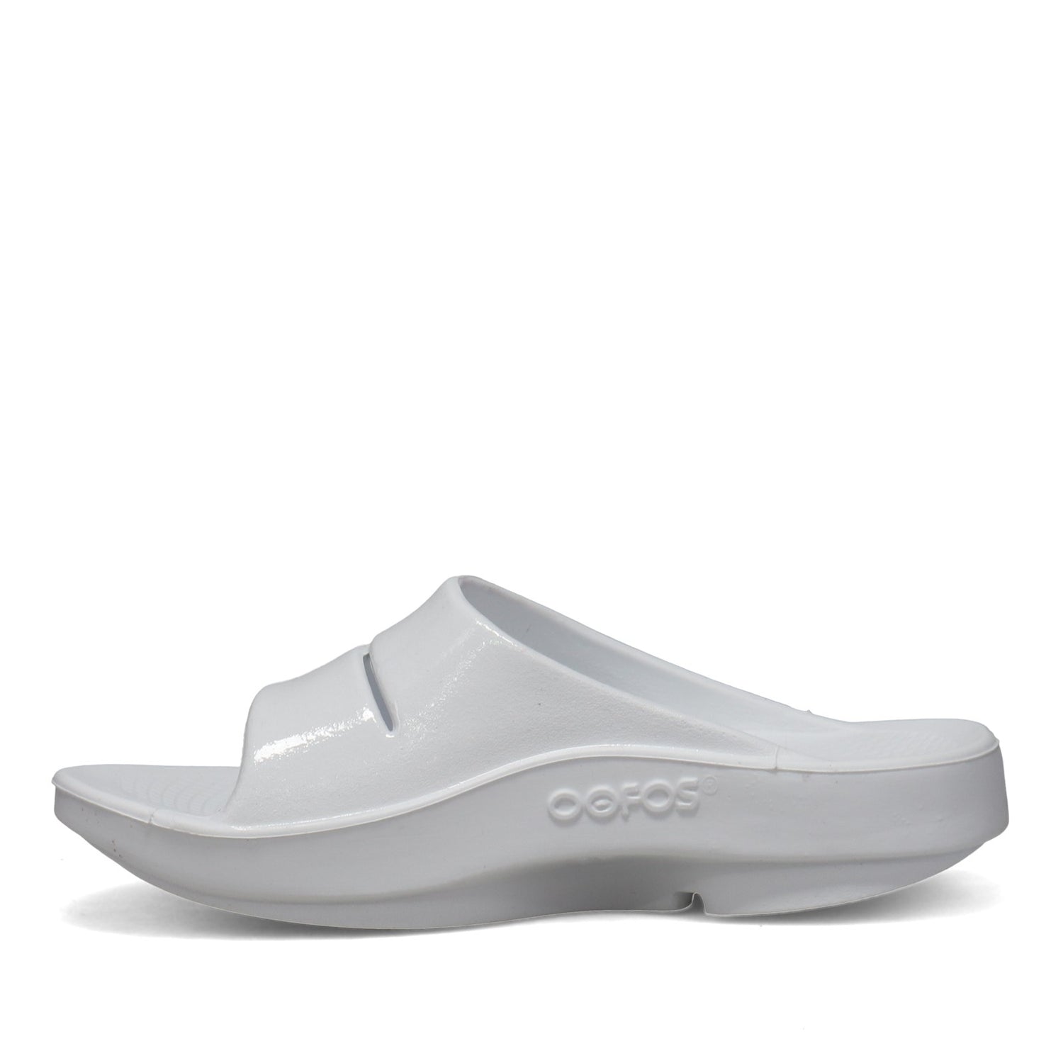 Peltz Shoes  Women's Oofos OOahh Luxe Slide Sandal WHITE 1101-WHITE